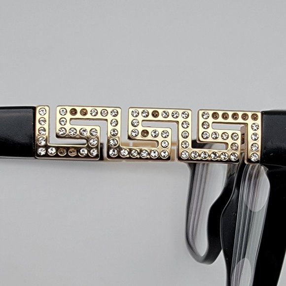*SOLD* Versace Mod. 3192-B GB1 Gloss Black Gold Rhinestone Eyeglasses Frame 54mm - Picture 10 of 14